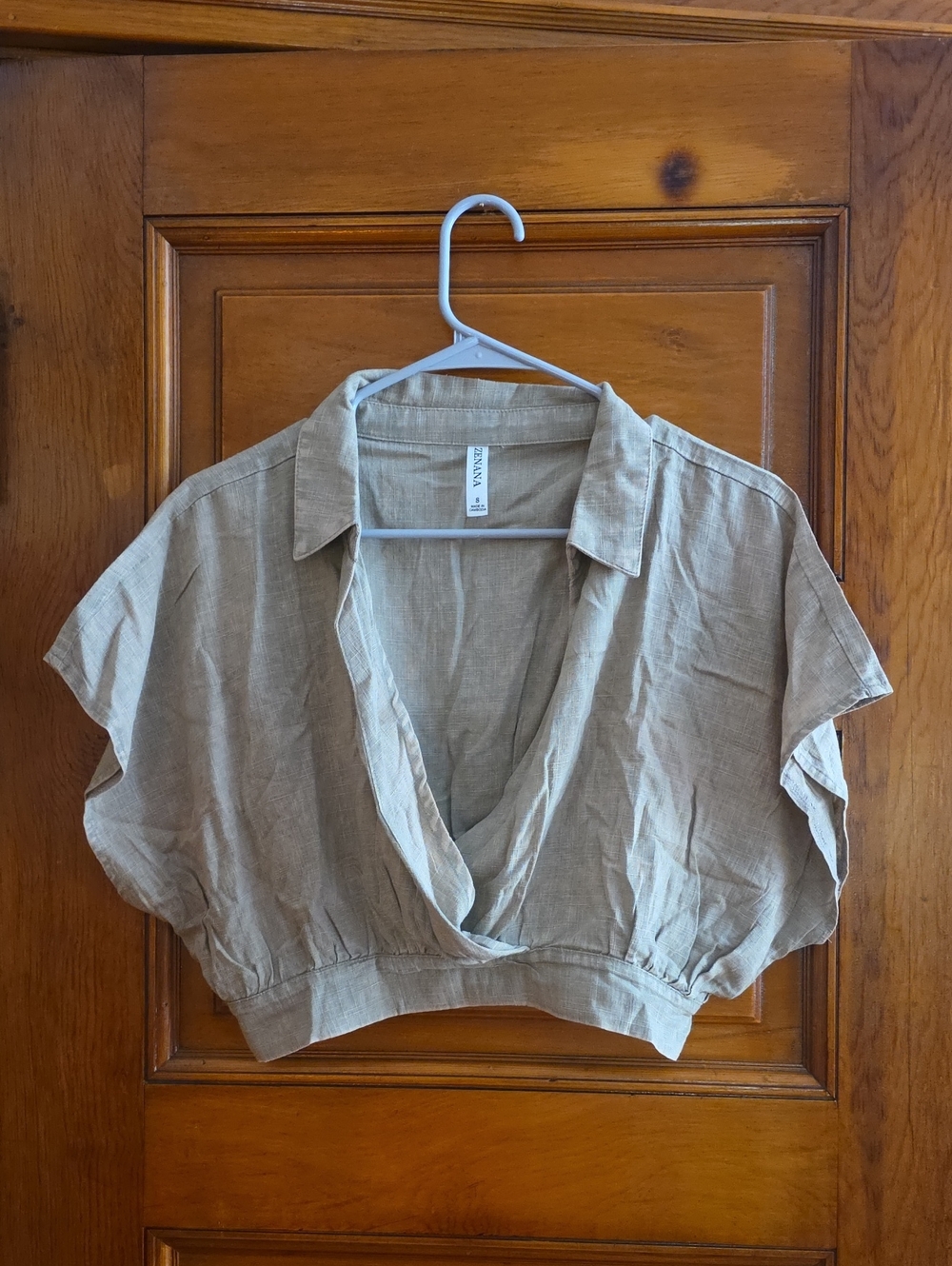 Zenana Cropped Linen/rayon Top